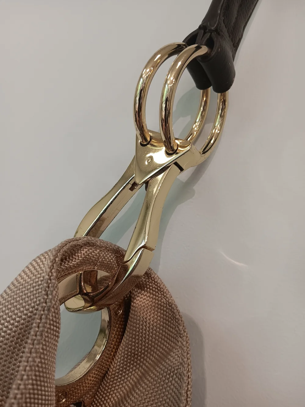 JPK Paris 75 Tan/Gold Nylon Hobo Shoulder Bag Gold Hardware Signature Hooks